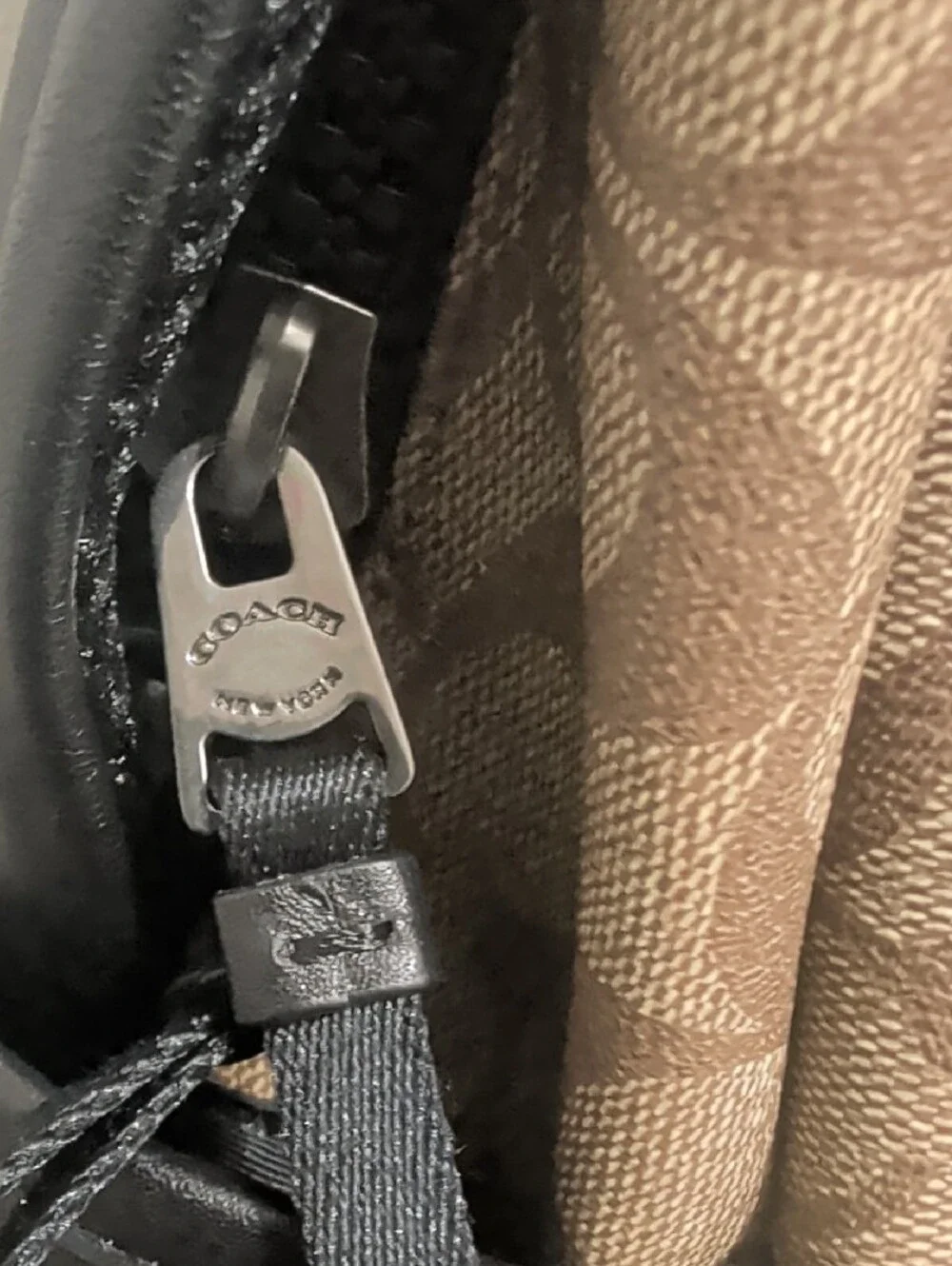 Coach Men's Signature Canvas Backpack in Khaki and Chestnut Leather